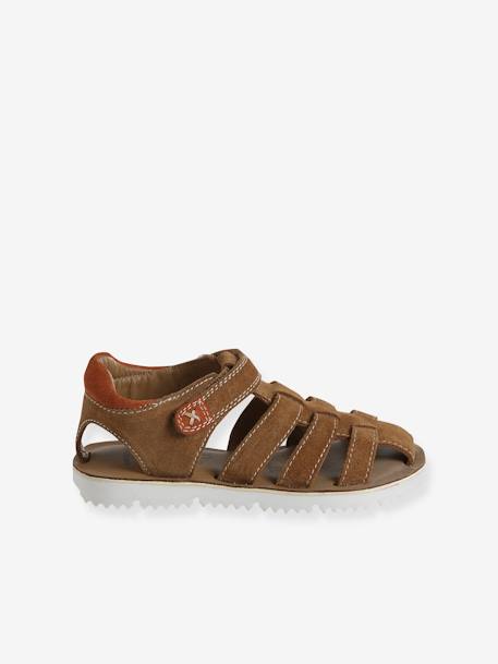 Leather Hook-&-Loop Sandals for Children, Designed for Autonomy camel 