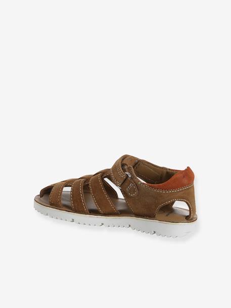Leather Hook-&-Loop Sandals for Children, Designed for Autonomy camel 