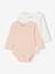 Pack of 2 long-sleeved baby bodysuits in pointelle knit pale pink 