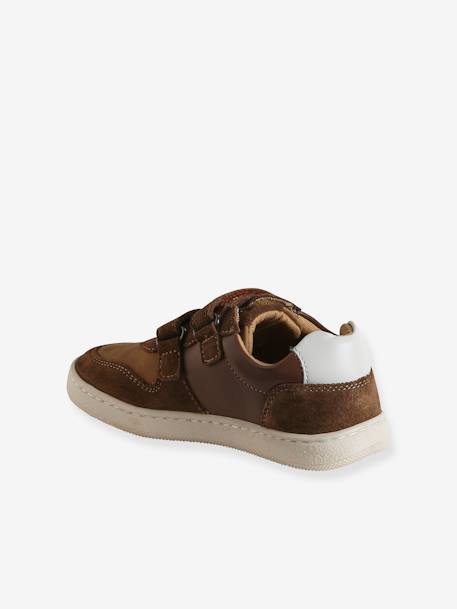 Leather Hook-&-Loop Trainers for Children, Designed for Autonomy brown 