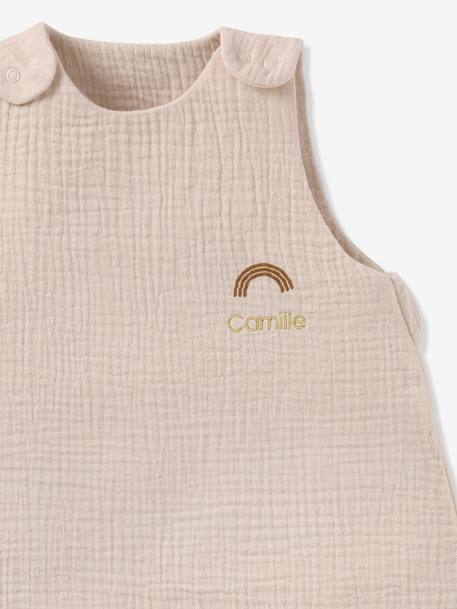 Summer Baby Sleeping Bag in Organic Cotton* Gauze, No Lining coral+grey blue+vanilla 