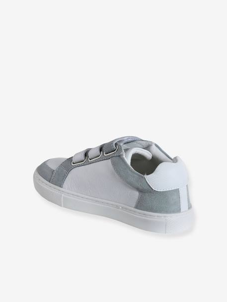 Leather Hook-&-Loop Trainers for Children raspberry pink+white 