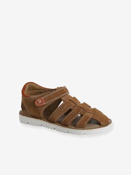 Leather Hook-&-Loop Sandals for Children, Designed for Autonomy camel 