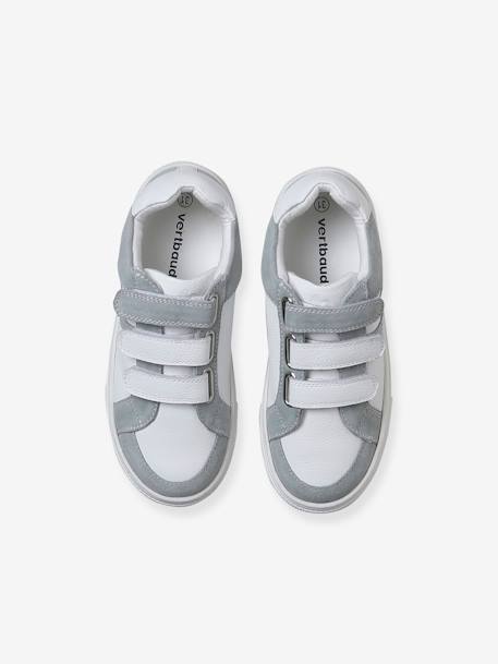 Leather Hook-&-Loop Trainers for Children raspberry pink+white 