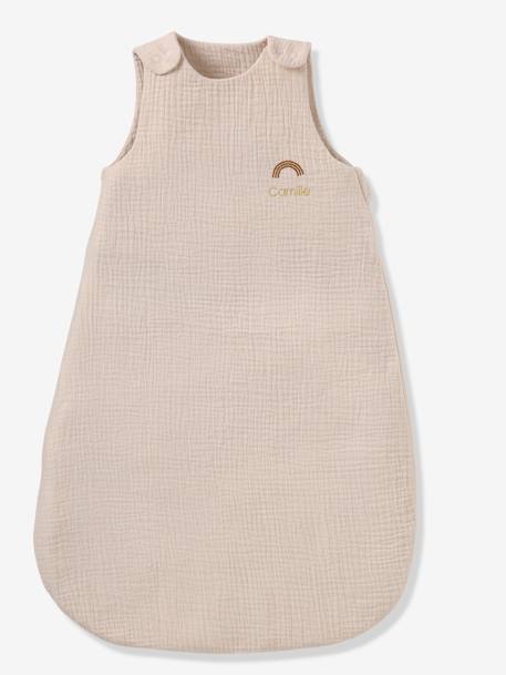 Summer Baby Sleeping Bag in Organic Cotton* Gauze, No Lining coral+grey blue+vanilla 