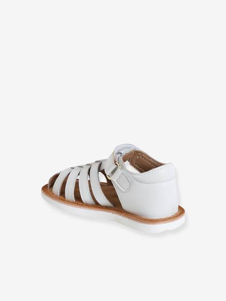Leather Sandals with Closed Toe & Hook-&-Loop Fastening set pink+white 