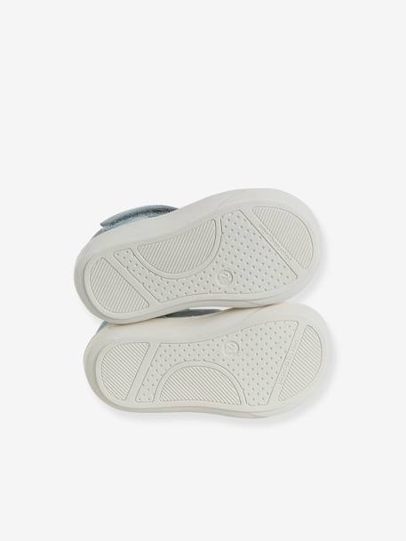 Leather Sandals with Hook-&-Loop Fastening for Babies, Designed for First Steps sage green 