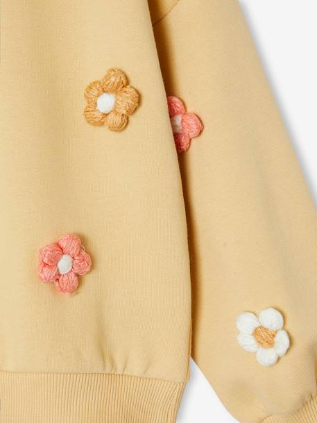 3D Floral Girls' Sweatshirt golden yellow 