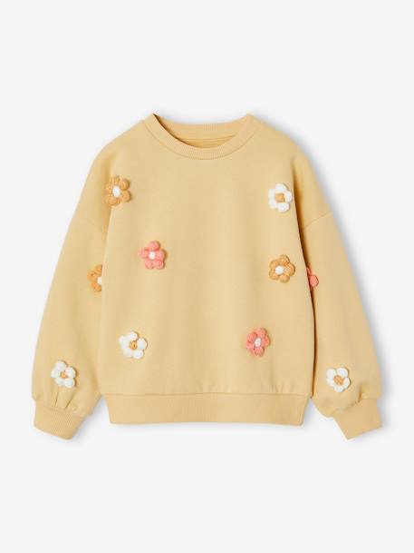 3D Floral Girls' Sweatshirt golden yellow 