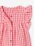 Short Sleeve Gingham Blouse with Frill in Seersucker for Babies chequered red 