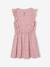 Printed frilled-sleeve dress for girls emerald green+vanilla 