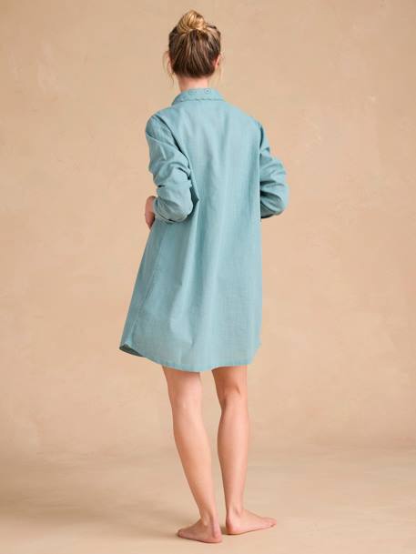 Nightshirt for Maternity & Nursing by ENVIE DE FRAISE emerald green+terracotta 