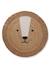 Round jute rug with a lion design golden beige 