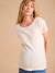 Pointelle Knit T-Shirt with Open Back, for Maternity, ENVIE DE FRAISE marl beige 