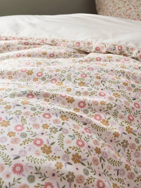 Duvet Cover + Pillowcase Set with Recycled Cotton for Children, Little Unicorn printed white 