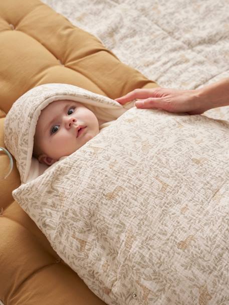 Transformable Baby Nest in Cotton Gauze cappuccino+ecru+printed beige+Sage+terracotta 