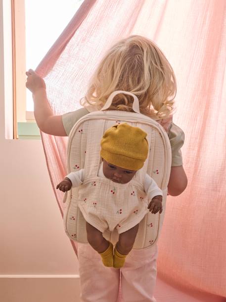 Baby-Carrying Backpack for Dolls, Cherry red+white 