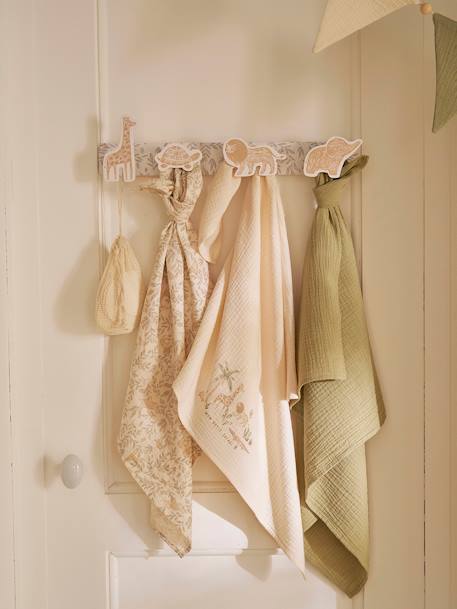 Pack of 3 cotton muslin squares BABYLON printed beige 