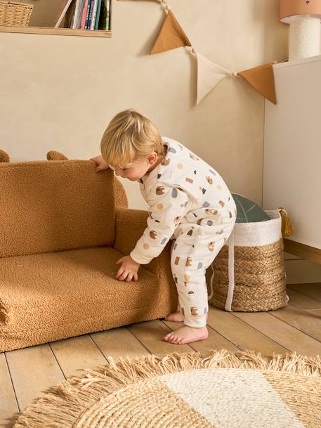 Footed Jumpsuit, Long Detachable Sleeves, PETIT ELEPHANT printed white 