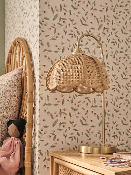 Rattan flower table lamp with brass base gold 