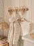 Coat Rail with 3 Rattan Flowers wood 