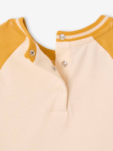 Organic cotton long-sleeved 'cool baby' T-shirt for babies mustard 