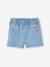 Oversized floral embroidered denim shorts for girls light blue 