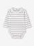 Long-sleeved baby bodysuit with poplin collar ecru 