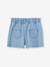 Oversized floral embroidered denim shorts for girls light blue 