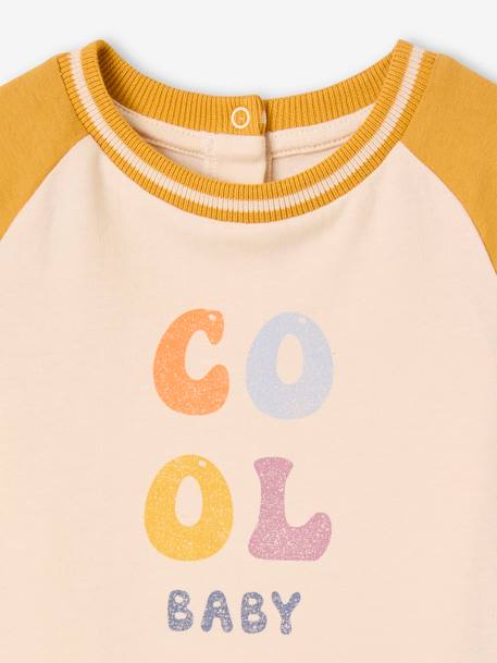 Organic cotton long-sleeved 'cool baby' T-shirt for babies mustard 