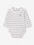 Long-sleeved baby bodysuit with poplin collar ecru 