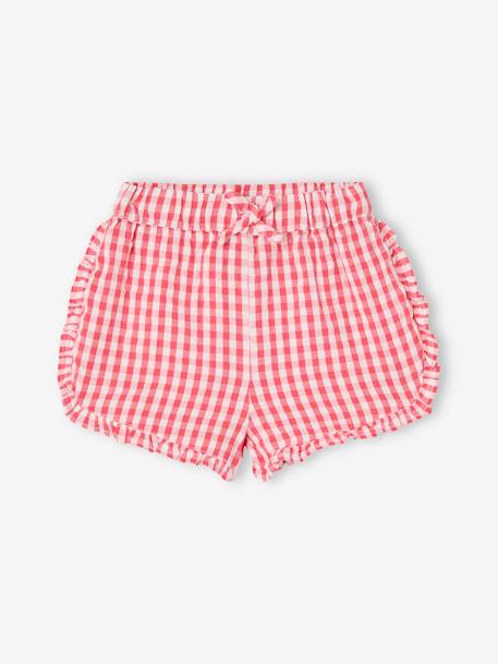 Seersucker Gingham Shorts for Babies chequered red 