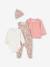 Baby bodysuit, dungarees, hat and cardigan set rose 