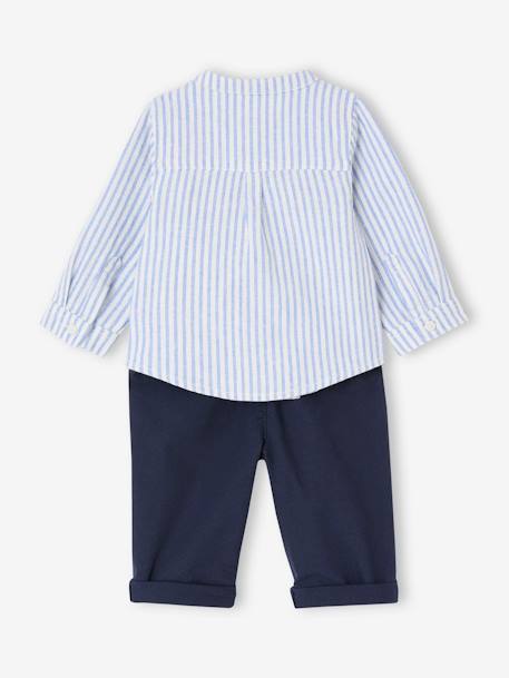 Striped Shirt & Trousers Set for Babies navy blue 