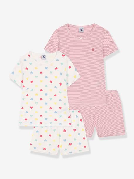Pack of 2 Short Pyjamas for Children, PETIT BATEAU white 