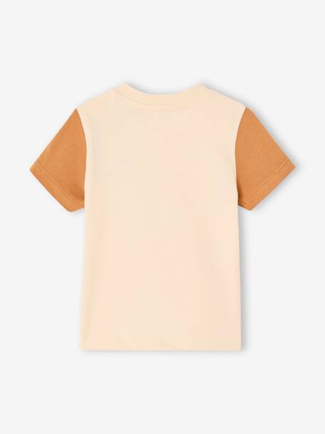 Short Sleeve Colourblock T-shirt, for Babies Dark Green+hazel 