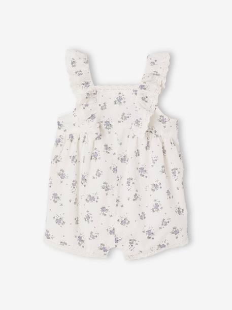 Occasion Wear Playsuit in Plumetis for Babies printed white 
