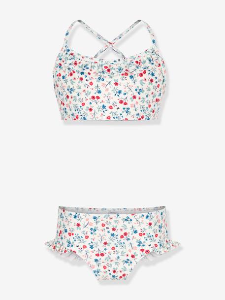 Floral Two-Piece Swimsuit for Girls, PETIT BATEAU white 