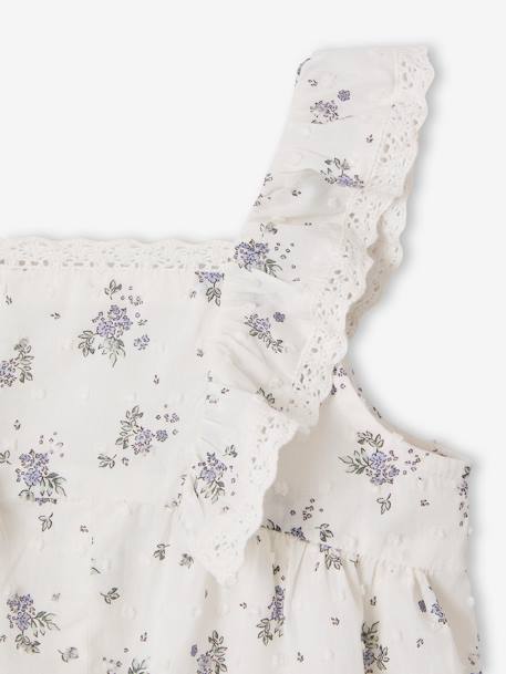 Occasion Wear Playsuit in Plumetis for Babies printed white 