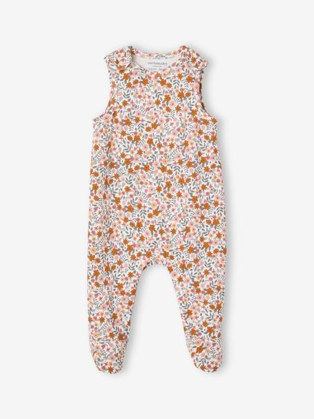 Baby bodysuit, dungarees, hat and cardigan set rose 
