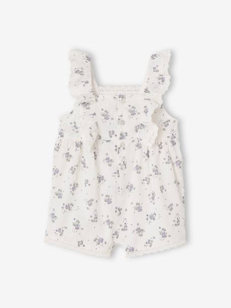 Occasion Wear Playsuit in Plumetis for Babies printed white 