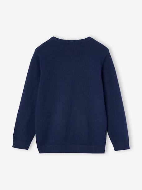 V-neck knitted cardigan BASICS for Boys marl white+navy blue 