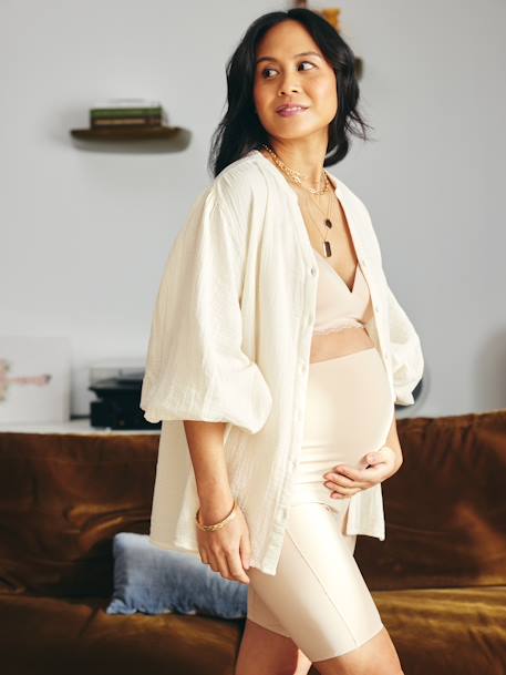 Seamless High-Waist Anti-Chafing Shorties for Maternity white 