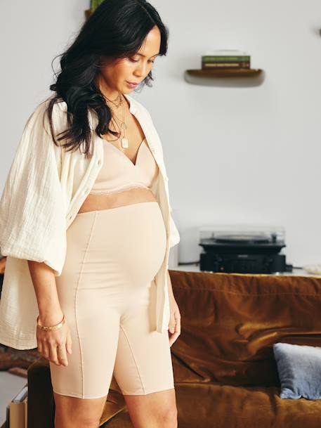 Seamless High-Waist Anti-Chafing Shorties for Maternity white 