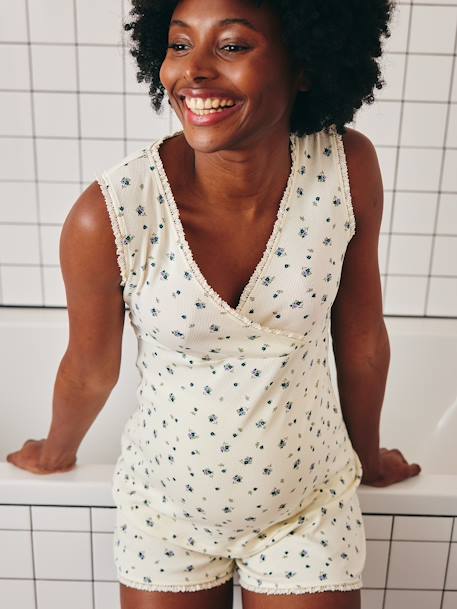 Printed Organic Cotton* Short Pyjamas, Maternity & Nursing ecru 