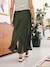 Long Satin-Effect Skirt for Maternity khaki 