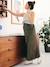 Long Satin-Effect Skirt for Maternity khaki 