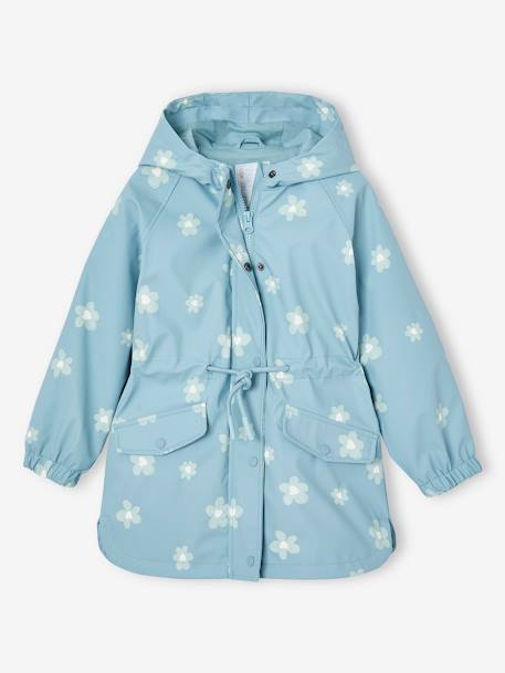 Hooded Raincoat with Magical Motifs for Girls blush+GREEN MEDIUM ALL OVER PRINTED+pale pink+rose+sky blue 