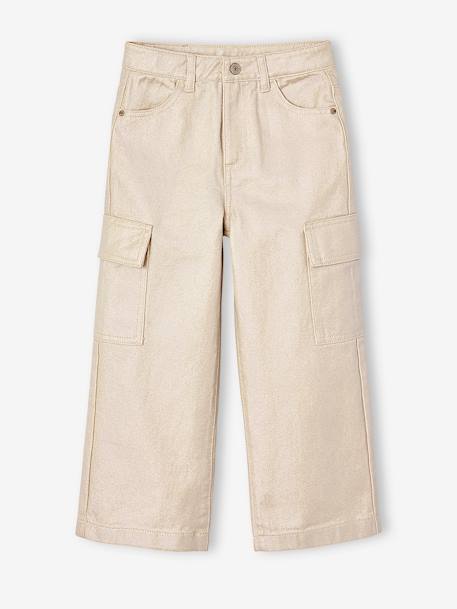 Girls' iridescent cargo trousers silver 