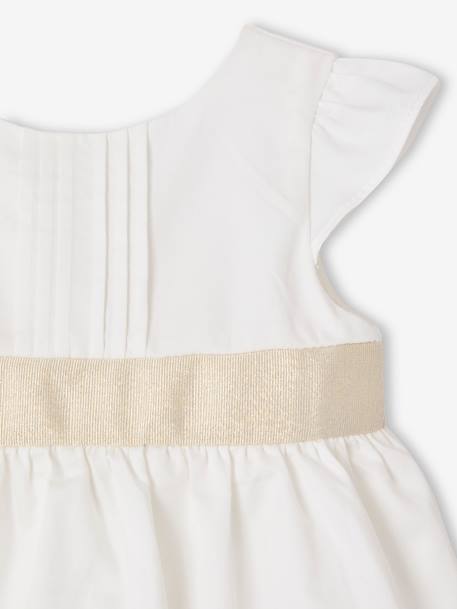 Occasion Wear Dress with Bow at the Back, for Babies white 